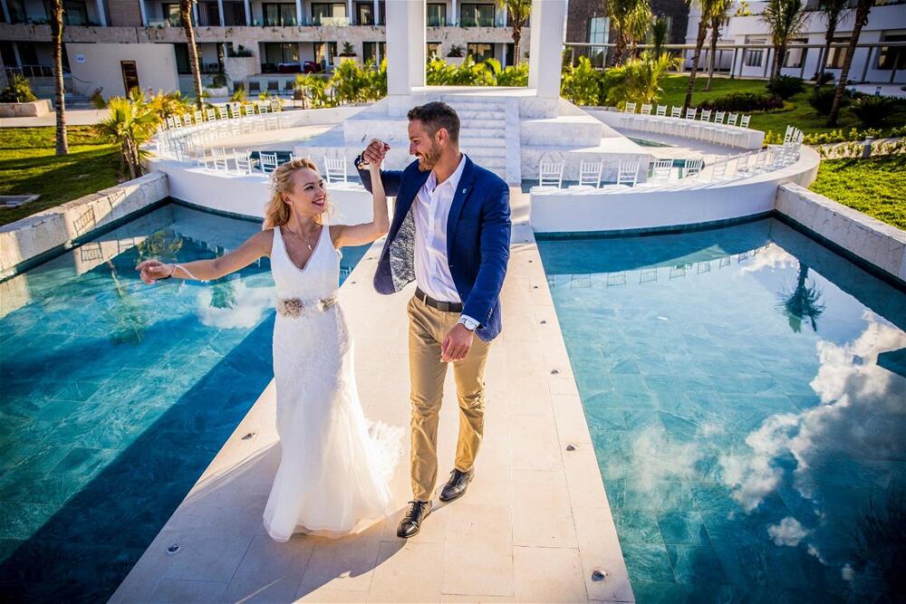 sachin and babi light blue dress Majestic Elegance Punta Cana